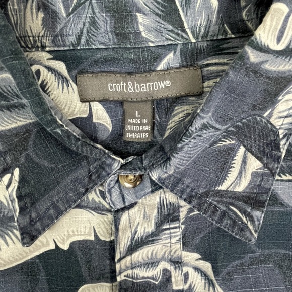 Croft & Barrow Hawaiian Shirt Men's Sz Large Blue Floral Short Sleeve Pocket - Picture 5 of 7